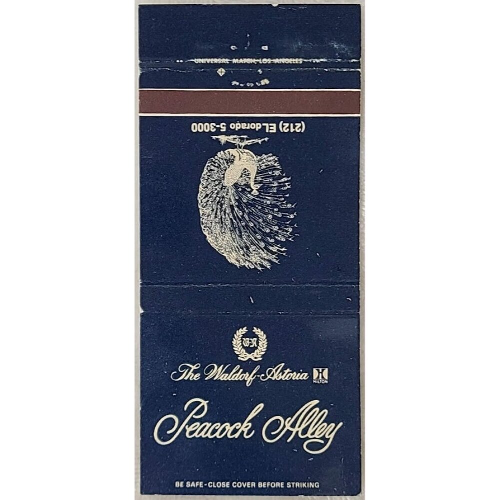 Matchbook Cover Peacock Alley Waldorf Astoria New York NY Hotel Restaurant
